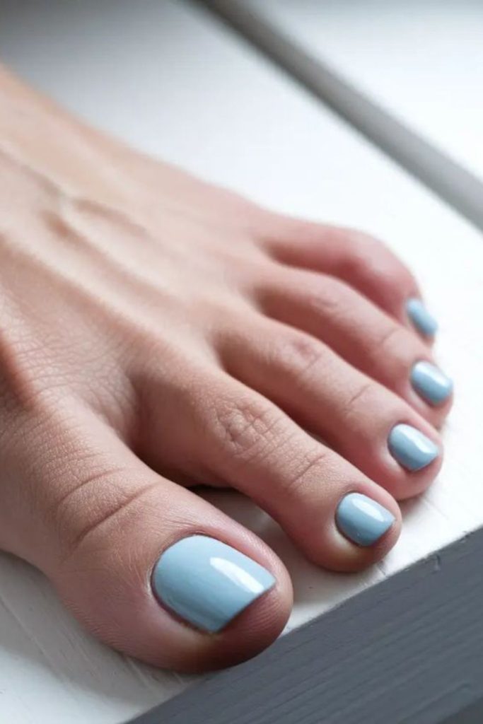 Icy blue cool fresh toenail aesthetic