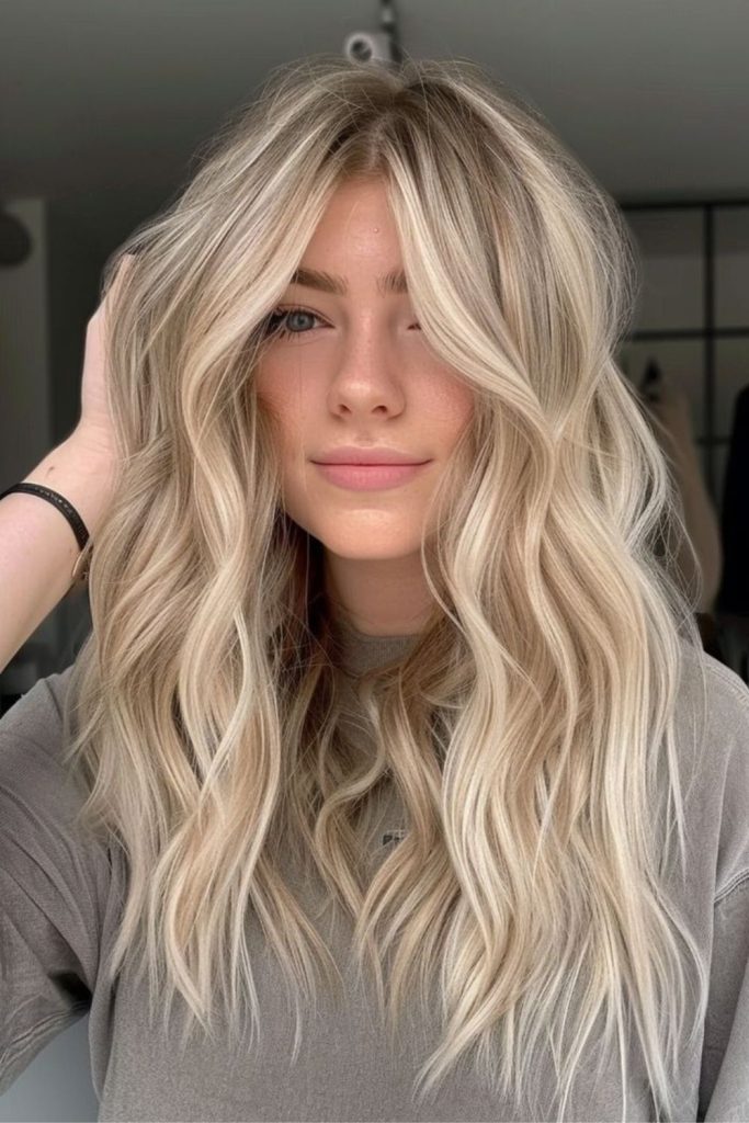 Icy pearl blonde sleek luminous strands