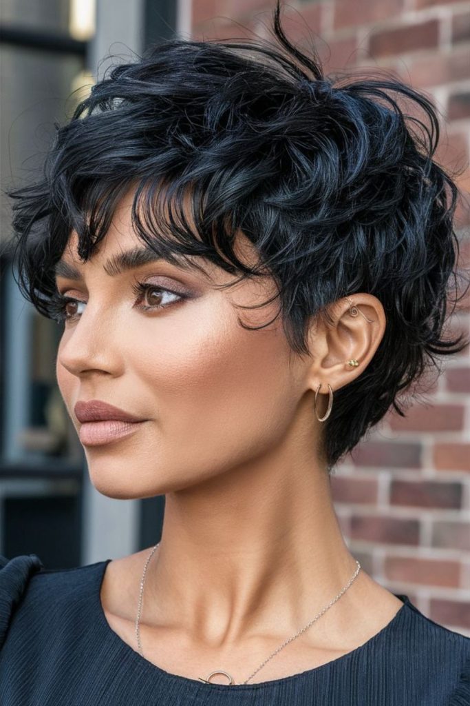 Grunge bixie with messy ink layers.