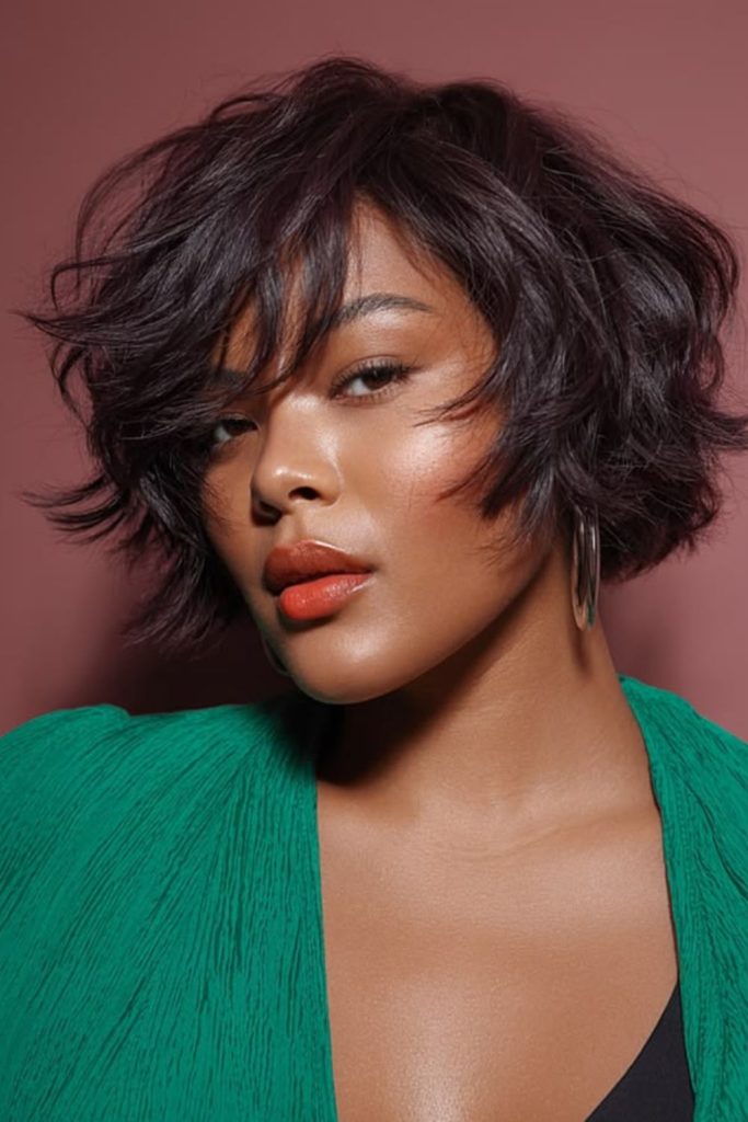 Jet flame bixie choppy bold black texture cut