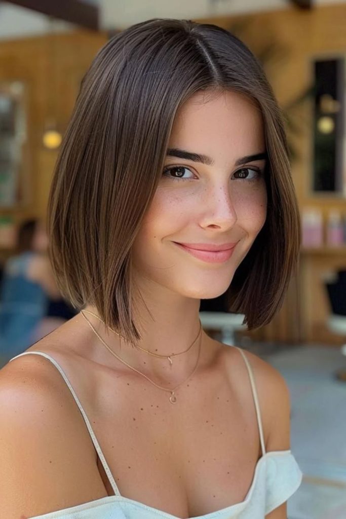 Lunar Drift chin length sleek bob.