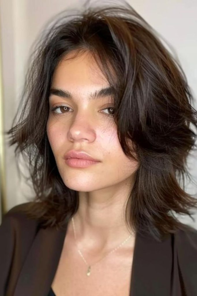 Lunar flick short layers soft cosmic textured cut