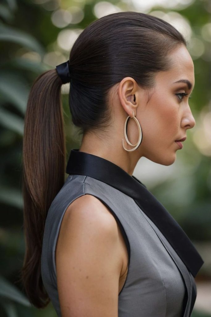 Lunar silk pony knot sculpted futuristic hairstyle