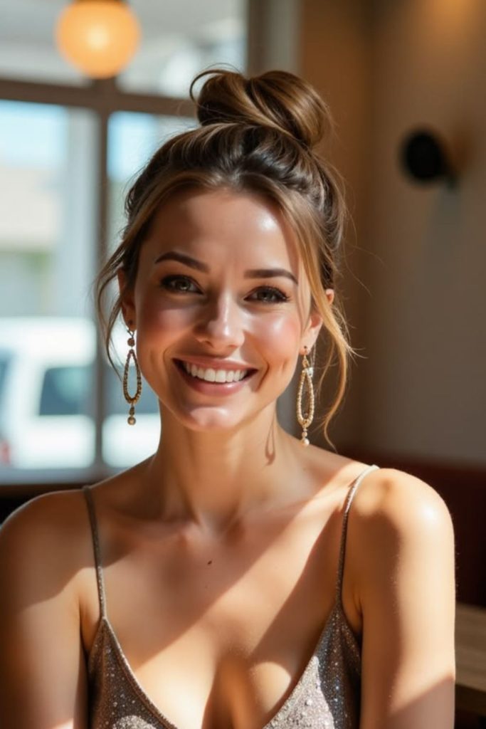 Mango silk high bun sleek elevated bun glossy summer finish