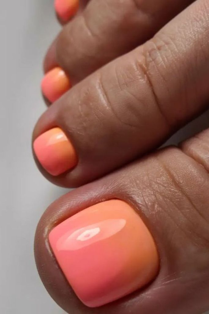 Mango orange vibrant summer toe nails