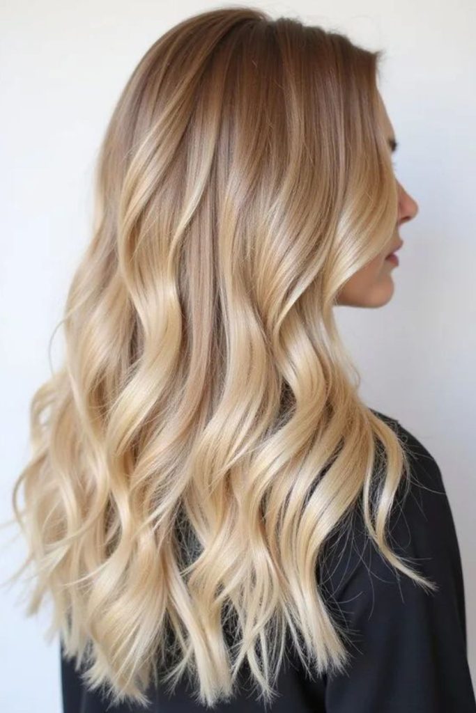 Melted butter blonde glossy soft waves