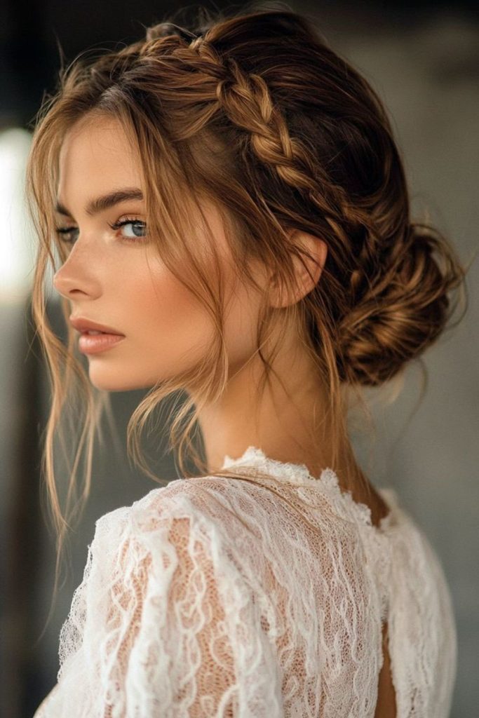 Messy bun soft textured casual glam
