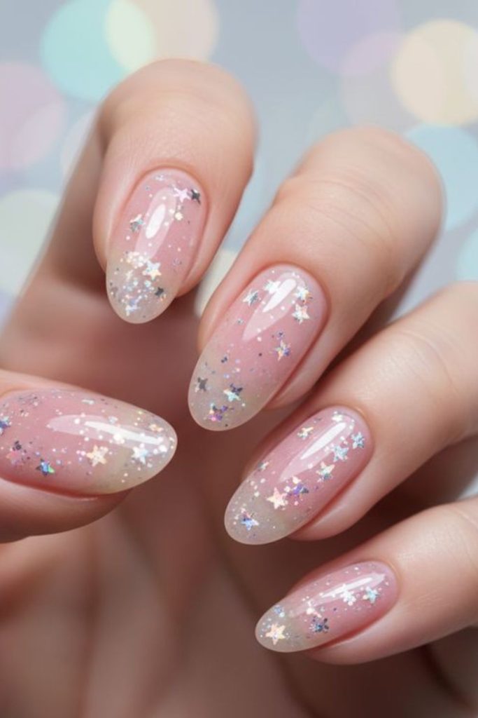 Tiny star sprinkle nail art