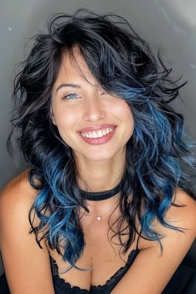 Midnight shag dark layered textured cut