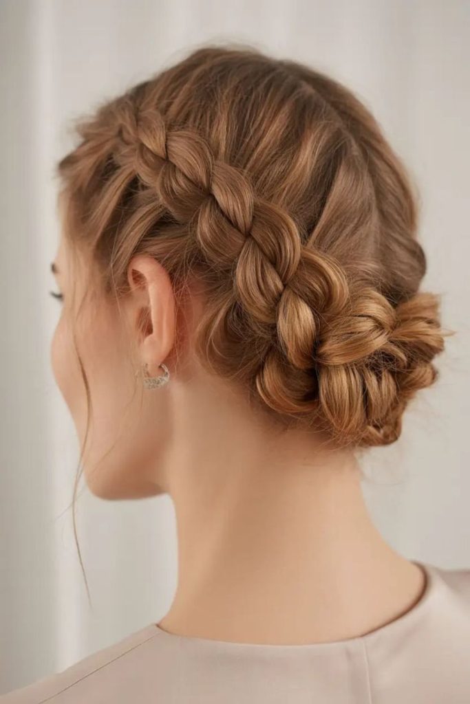 Minimal crown bun sleek formal hair