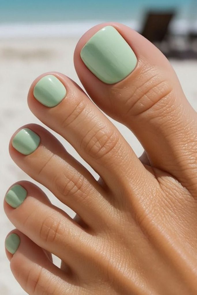 Fresh mint cool summer toenail polish