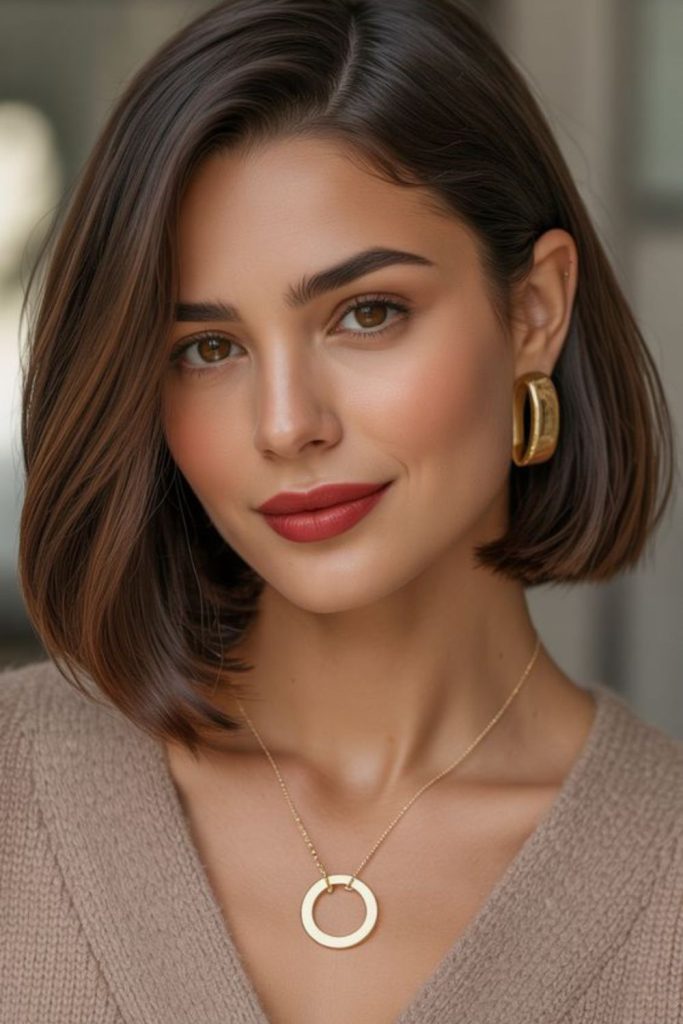 Glossy glass bob sharp sleek shine.