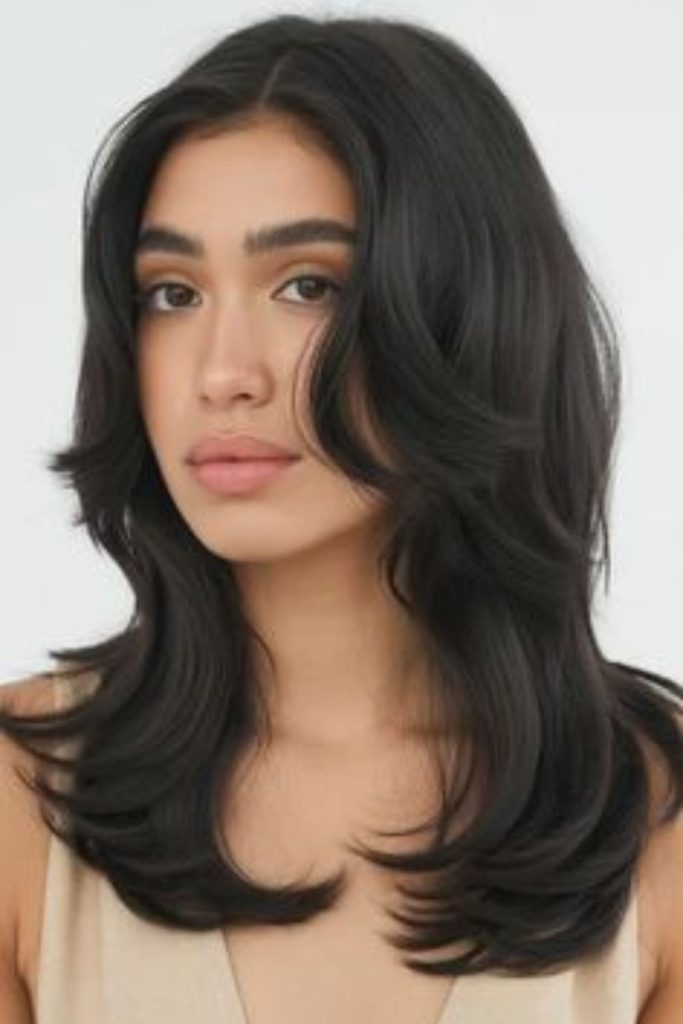 Moon silk layered cut soft flowing elegant hair