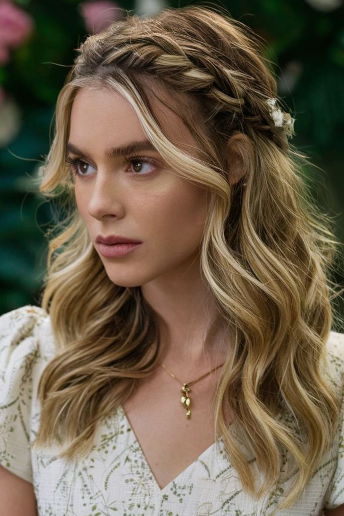 Moondust braided half crown with dreamy waves