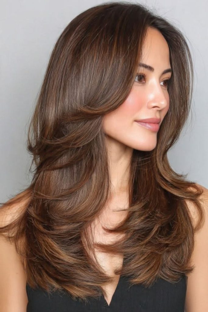 Moonlit Ripple soft wavy layered haircut.