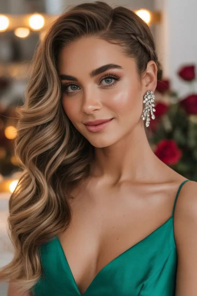 Moonlit side sweep glamorous wave hairstyle