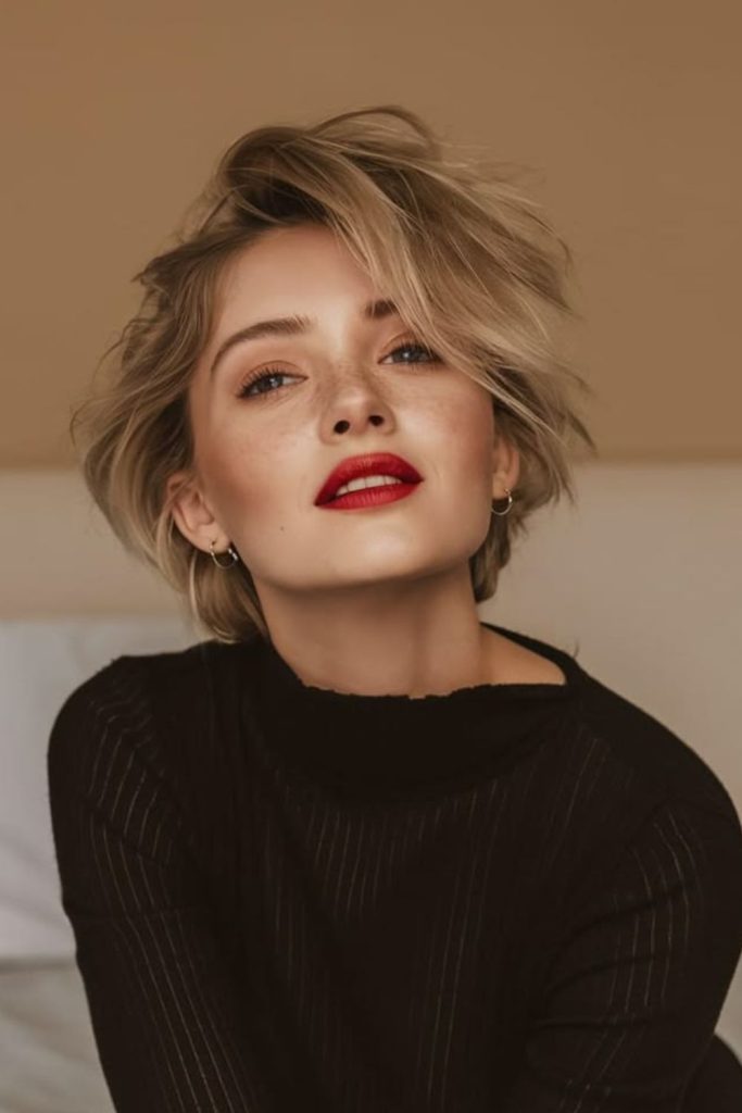 Soft cosmic bixie with airy layers.