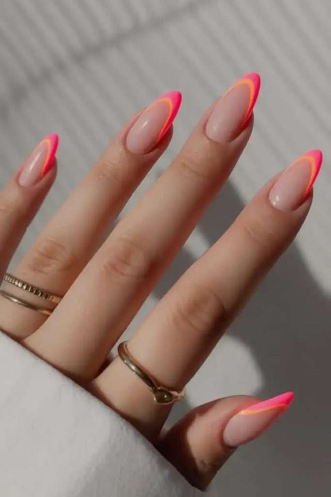 Neon edge line nail design