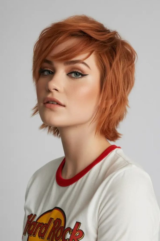 Bold bixie with neon fringe pop.