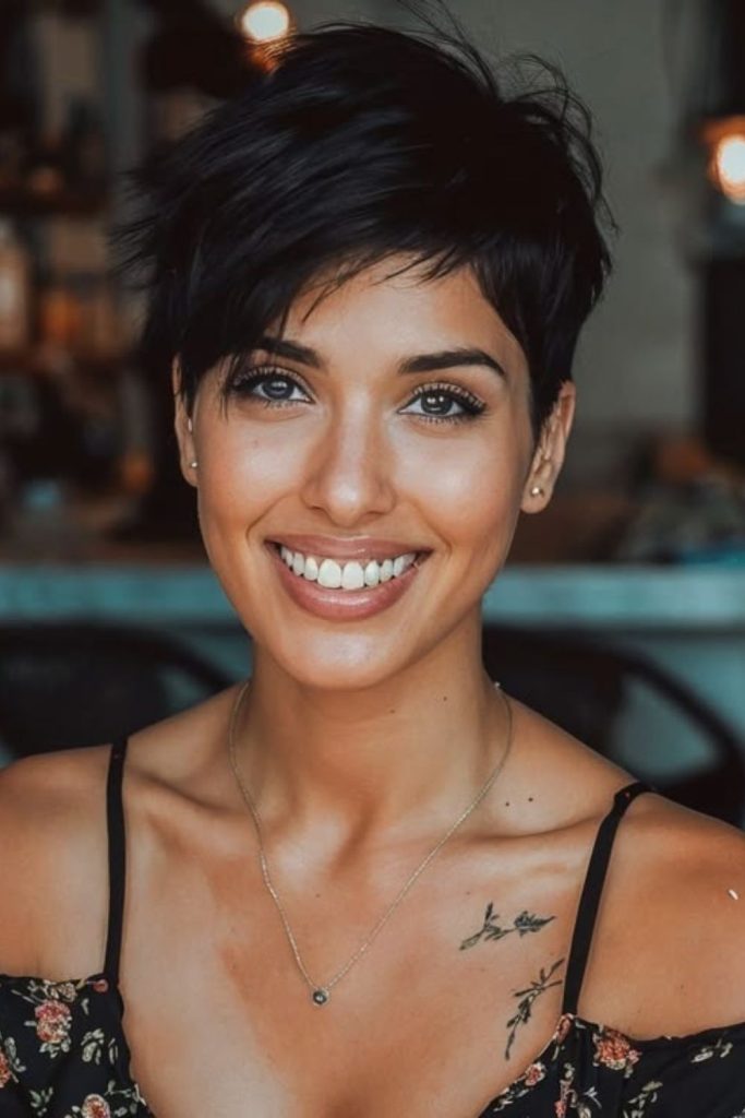 Noir asymmetrical sharp edgy haircut style