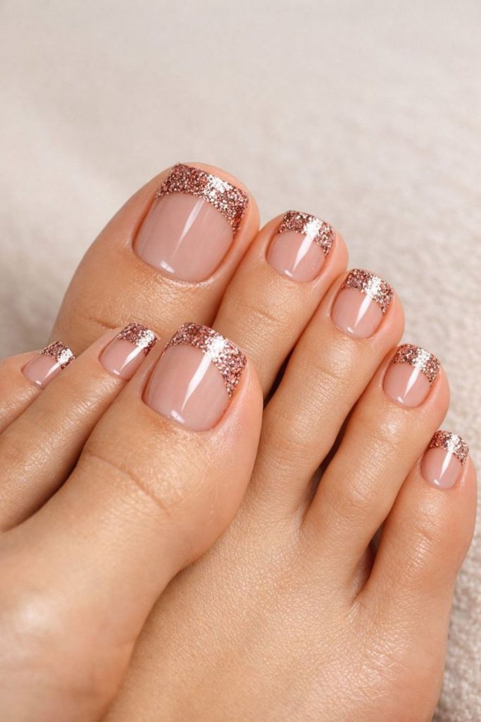 Rose gold opulent glam toe nails