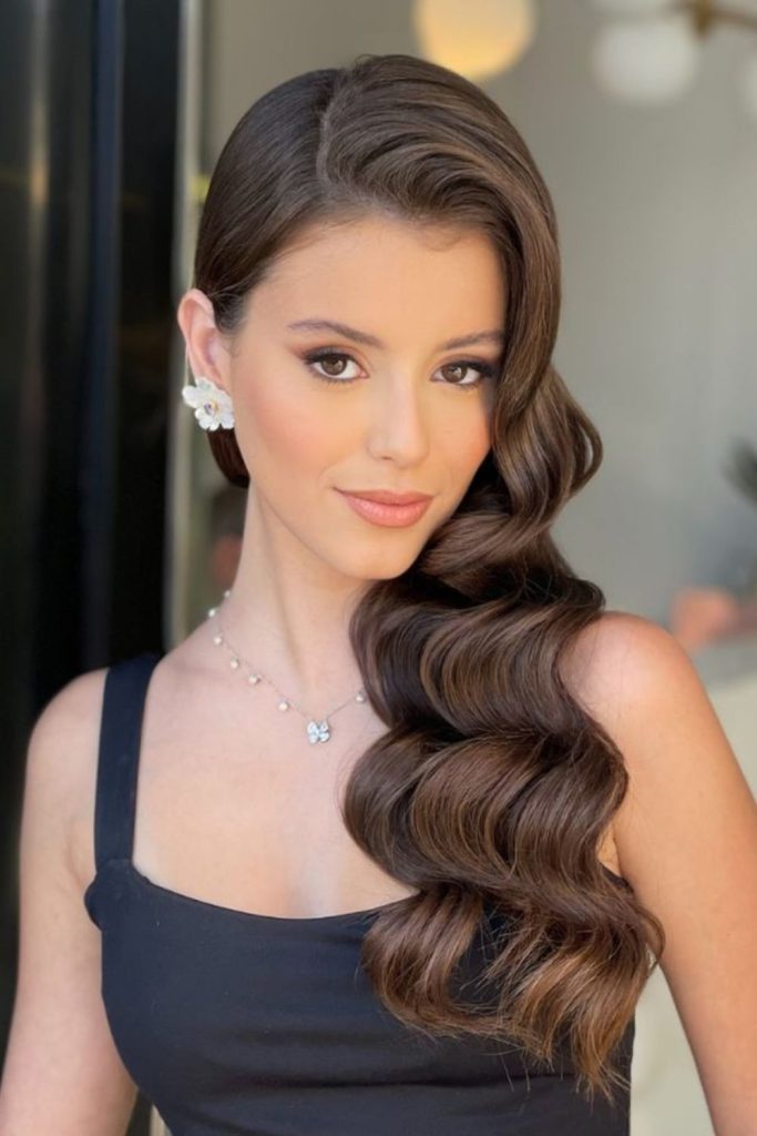 Pearl wave side part soft luminous hair drift