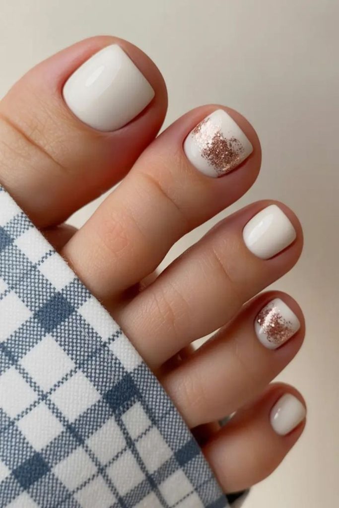 Pearl white bridal elegant toe nails