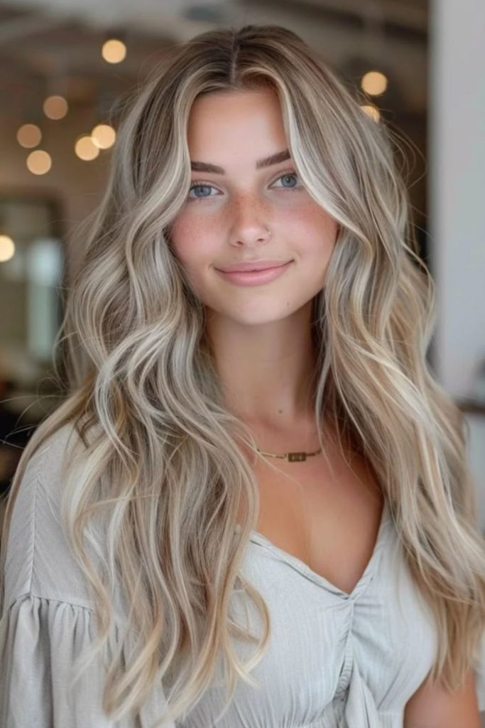 Platinum cream blonde smooth glossy layers