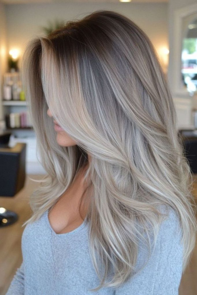 Platinum blonde soft blended airy layers