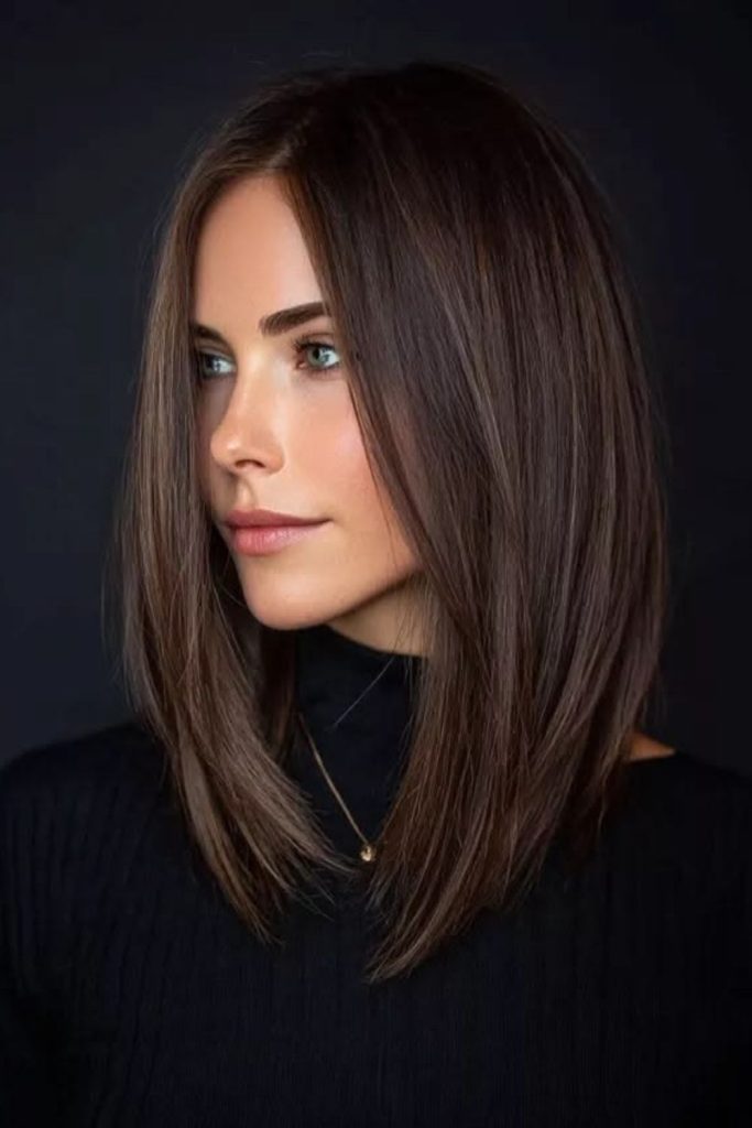 Straight polished medium haircut clean finish