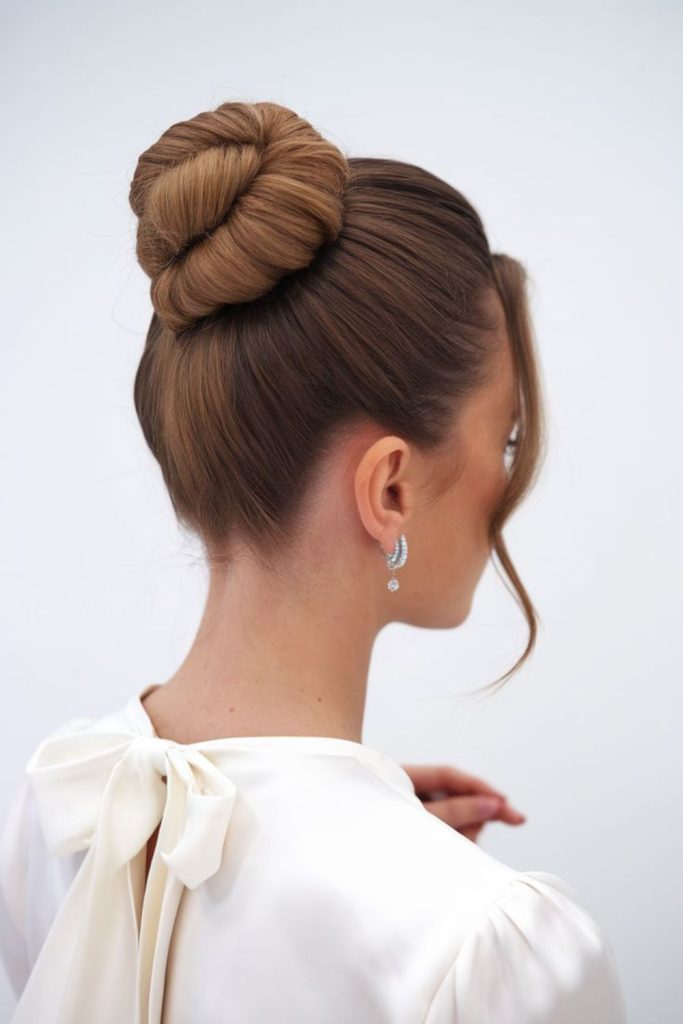 Infinity twist bun smooth formal hairstyle