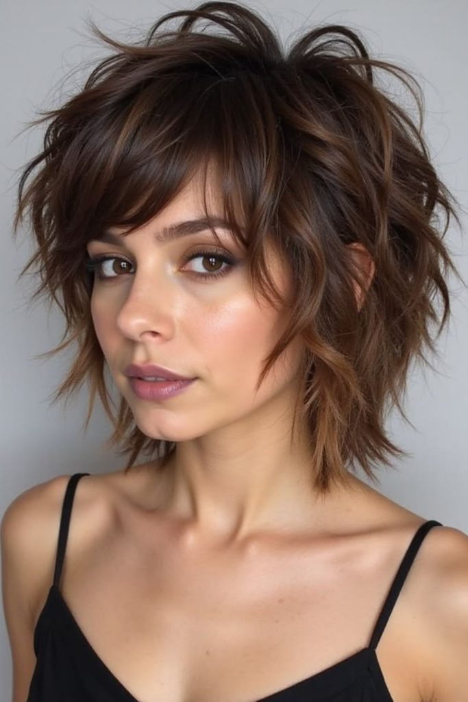 messy flicked rebellious shag cut