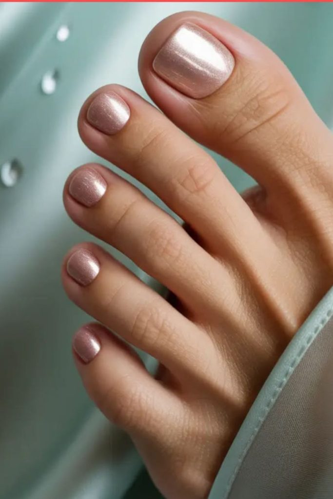 Rose gold sunset shimmer toe nails