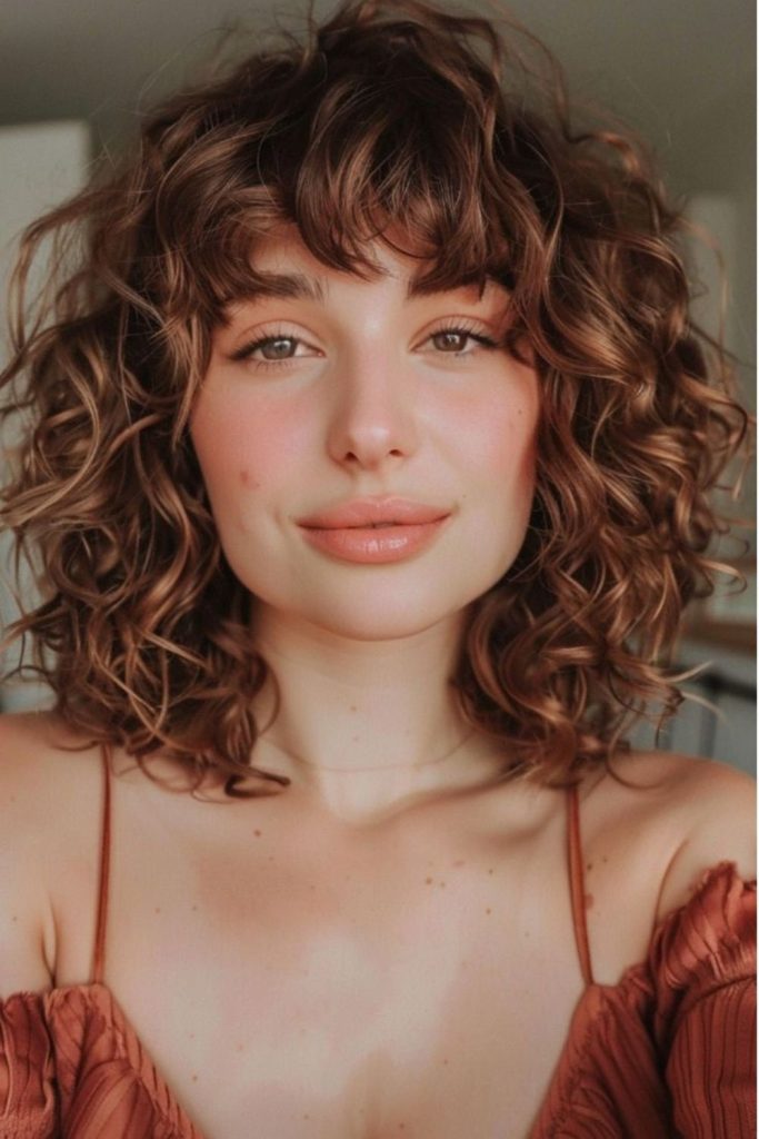 Rose Quartz soft curly romantic haircut.