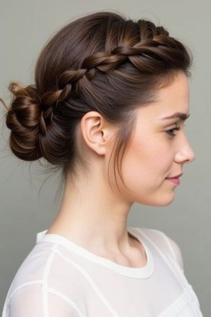 Rose twist crown bun romantic graduation elegance