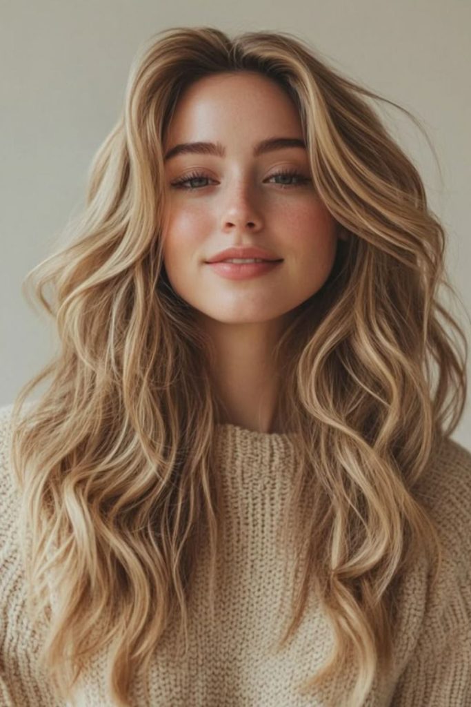 Sandy beige balayage natural textured flow