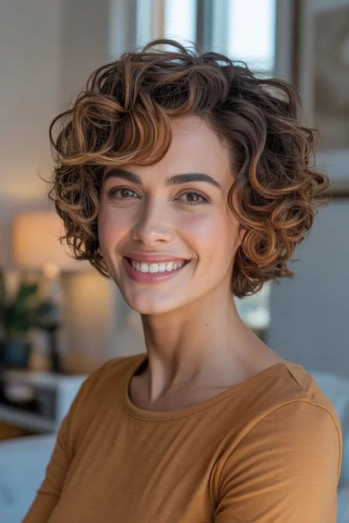 Satin coil short cut curls style.