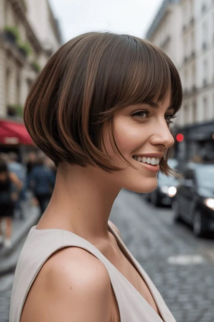 Sleek bixie with smooth satin finish.