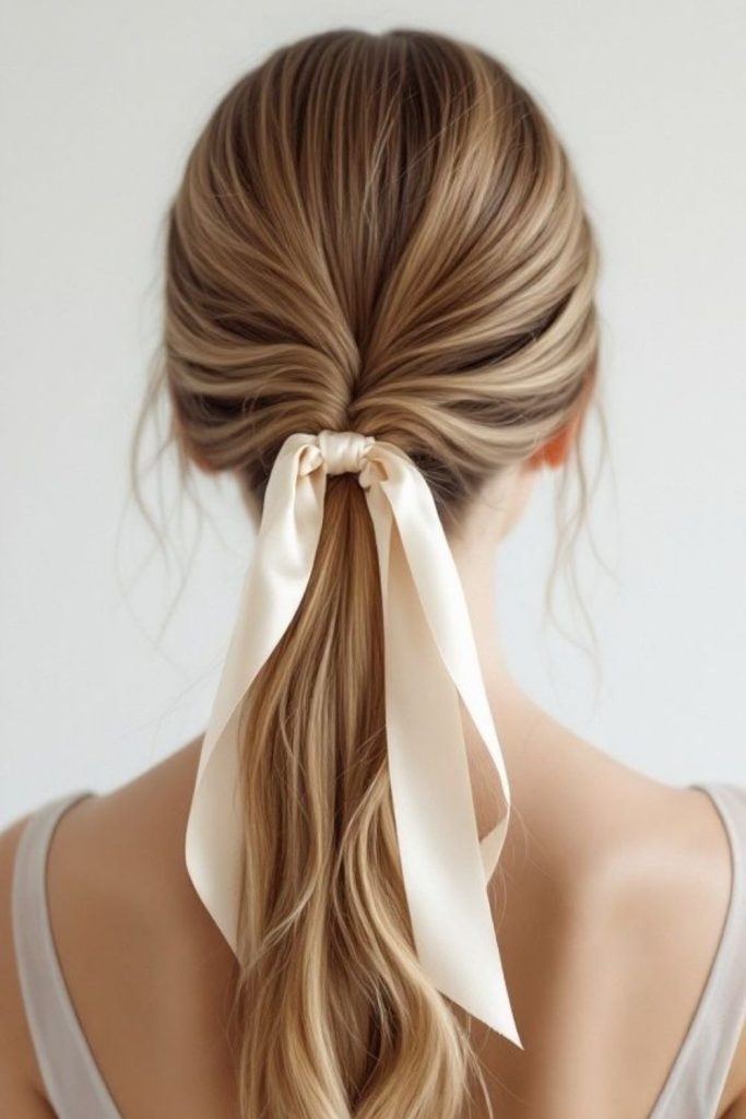 Low pony sleek satin wrap finish