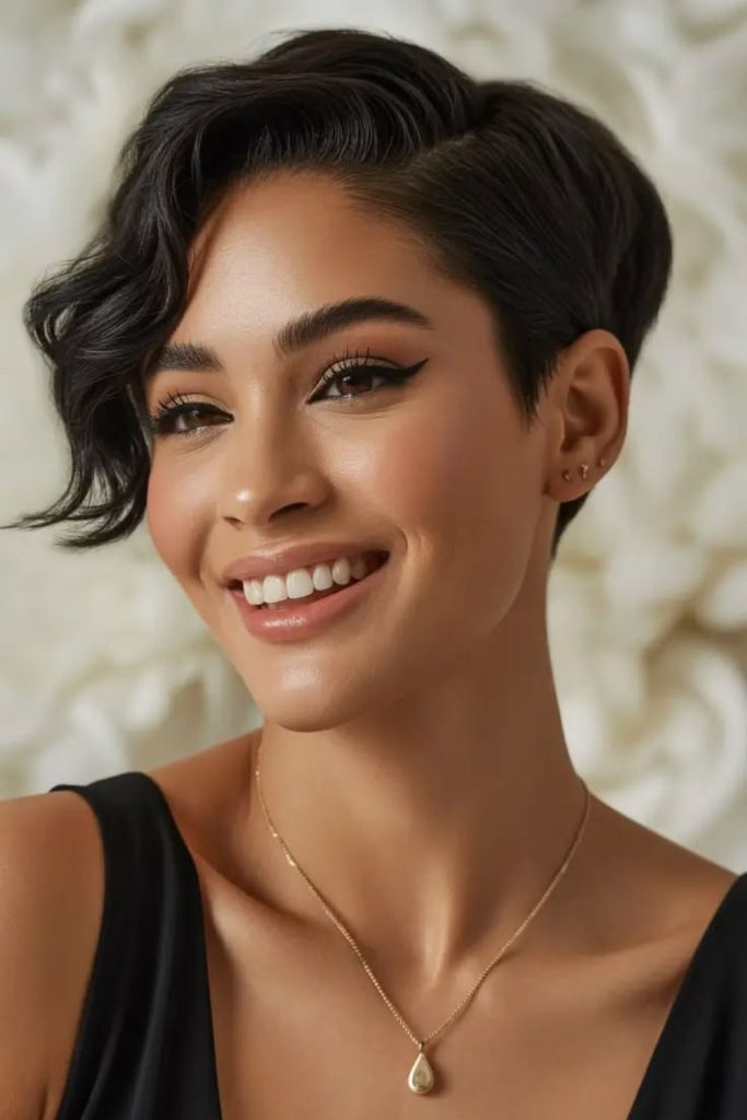 Sculpted edge bixie sharp structured face framing cut