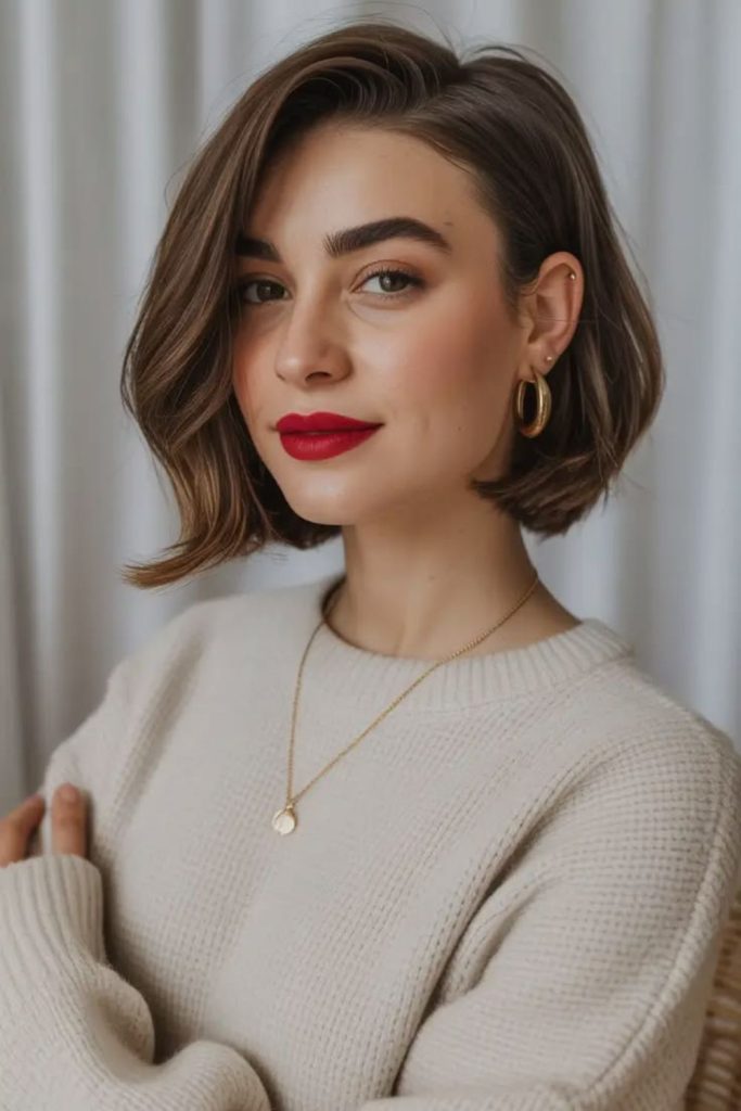 sleek dark silky short bob style