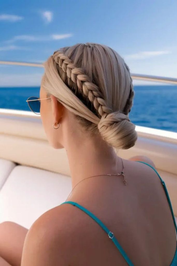 Seashell twist low side bun look