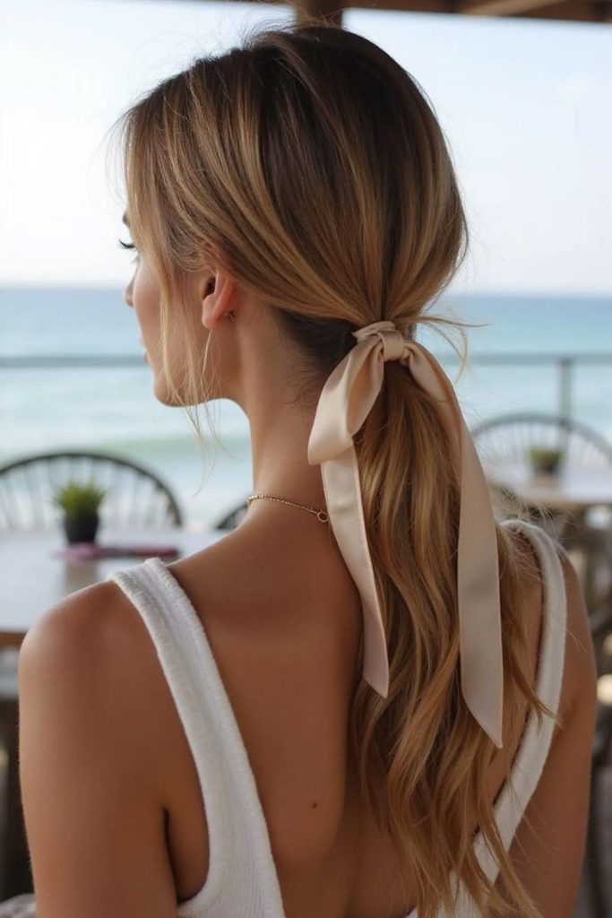 Shell wrapped low pony braid