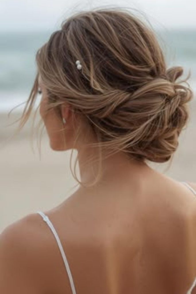 Sculpted shoreline low chignon bun