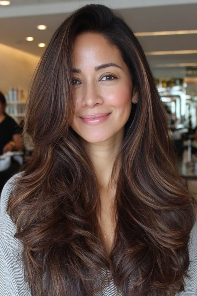 Silk stream long layers smooth flowing elegant hair