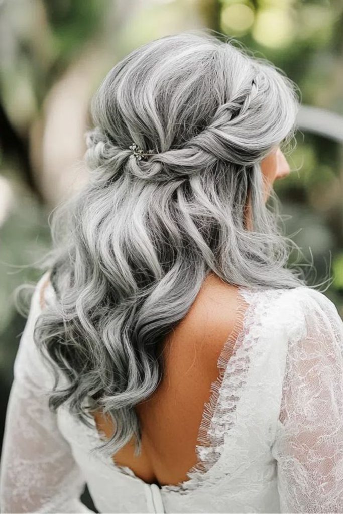 Layered soft misty wave bridal look
