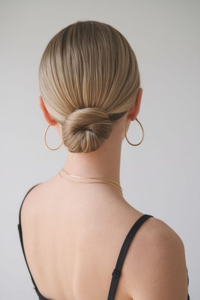 Minimal nape bun sleek professional style