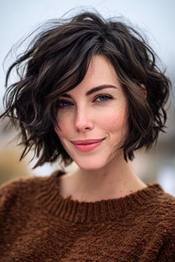 Tousled crop relaxed casual wave texture style