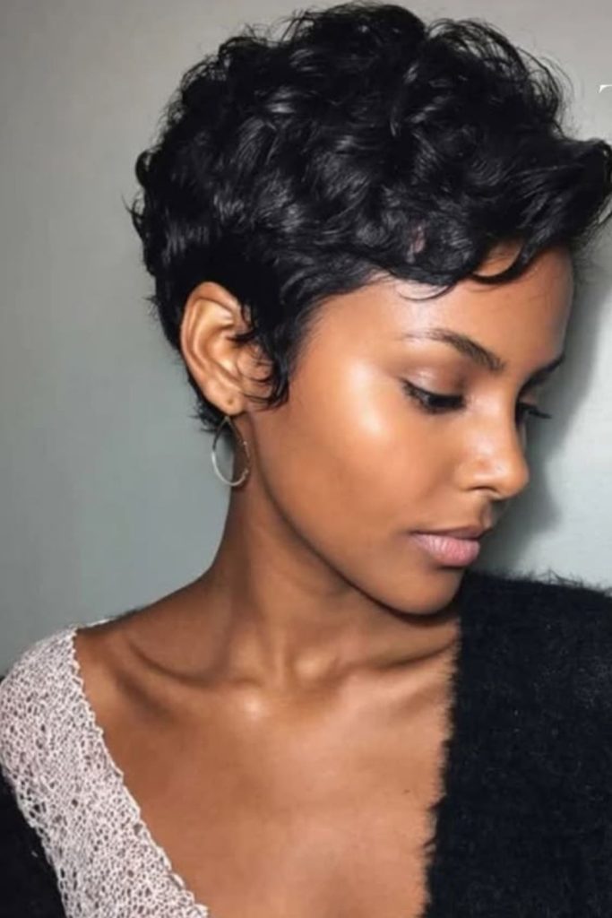 Soft afro bixie natural rounded coil crop style