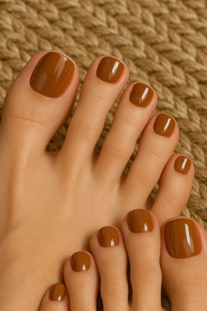 Soft caramel warm shine toe design
